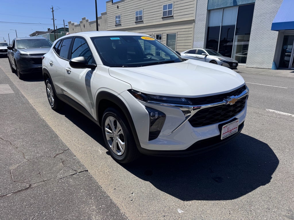 2026 Chevrolet Trax LS in Summit White — front three-quarter view